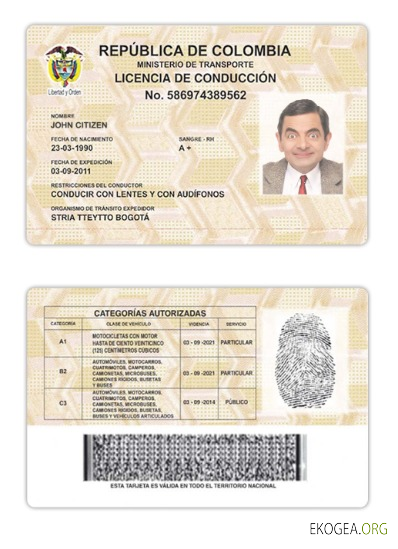 Colombia driving license version 2